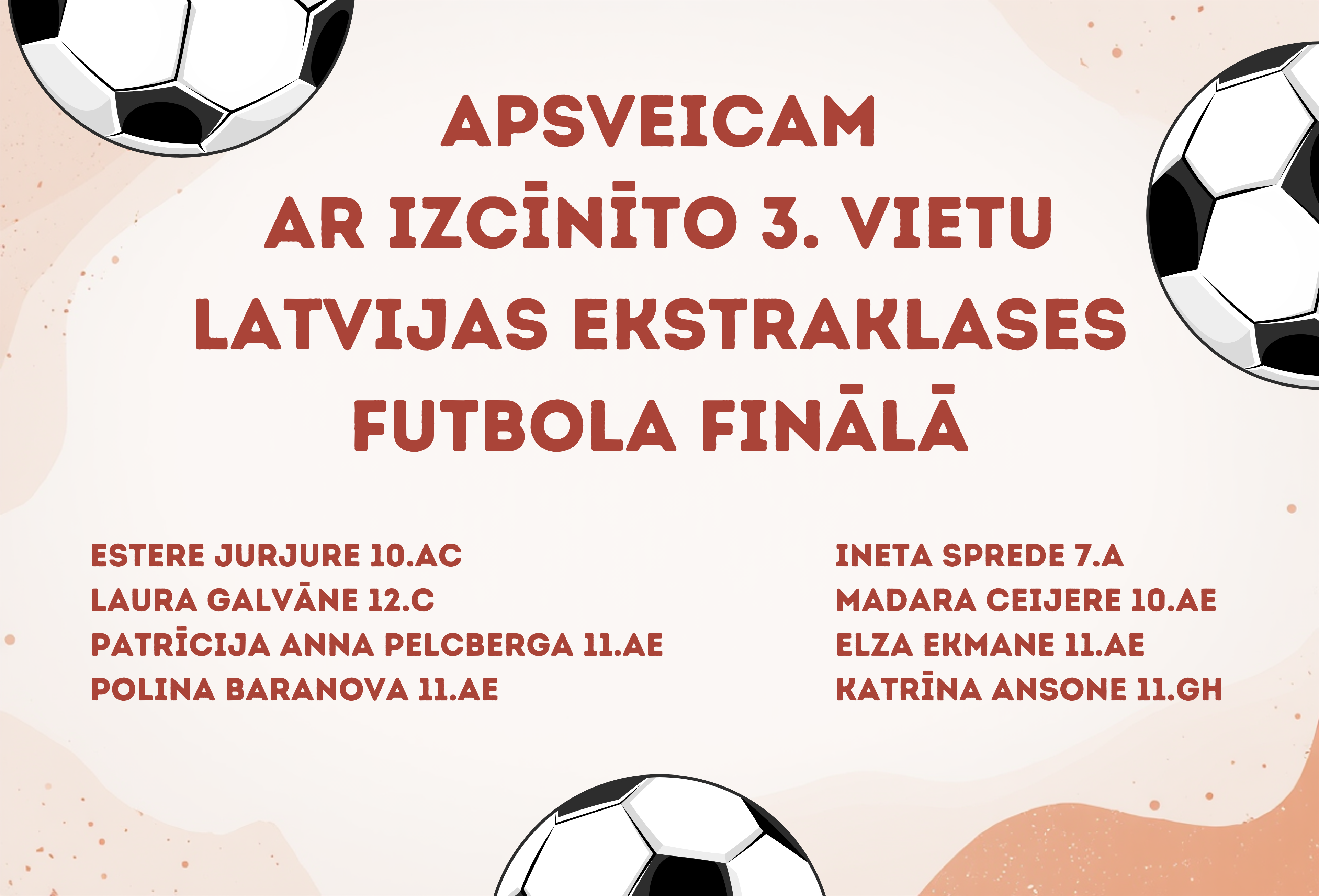 Apsveicam ar 3. vietu Ekstraklases futbola finālā